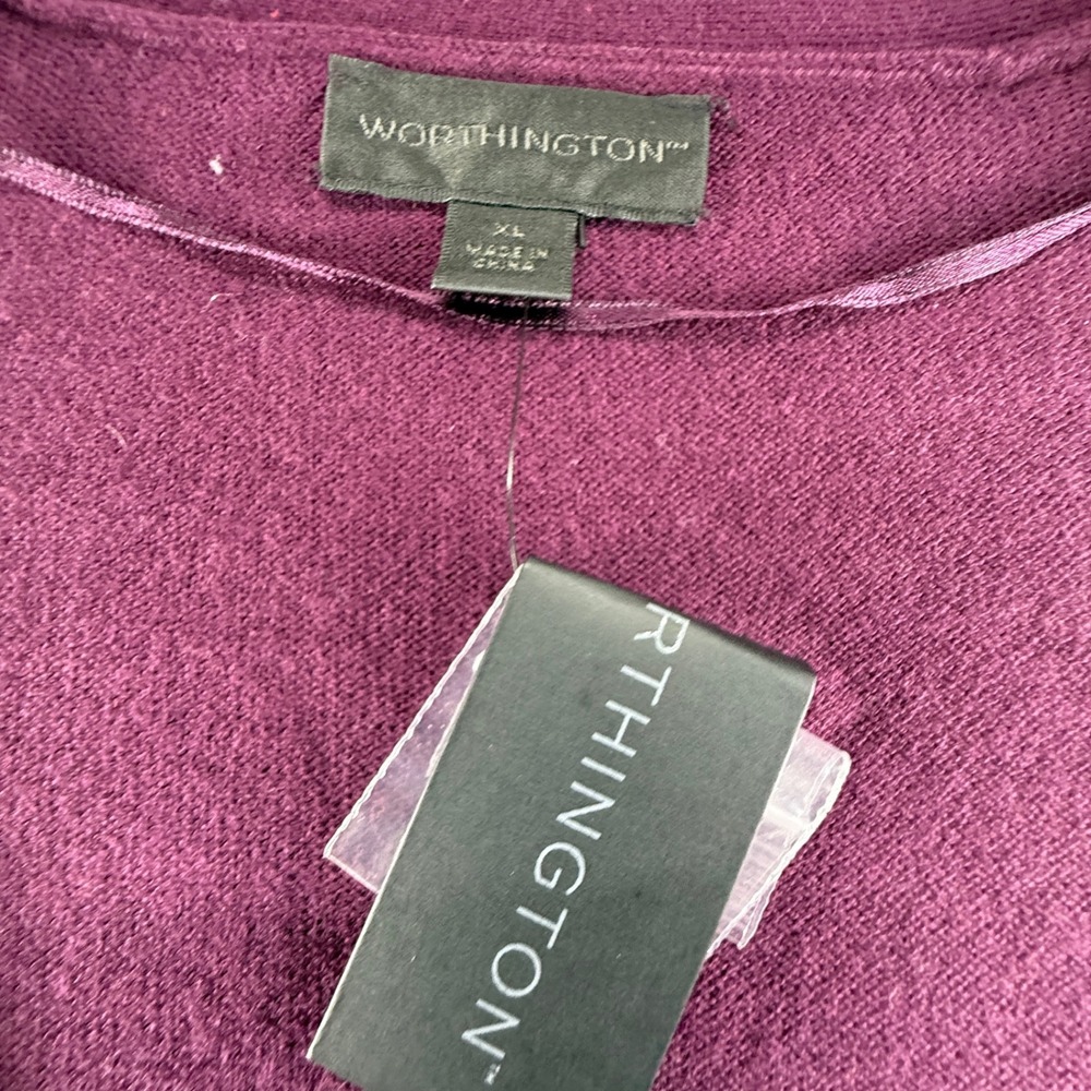 Worthington Womens XL V-Neck Button Front Cardigan Potent Purple 831-1623 NEW - Picture 3 of 7